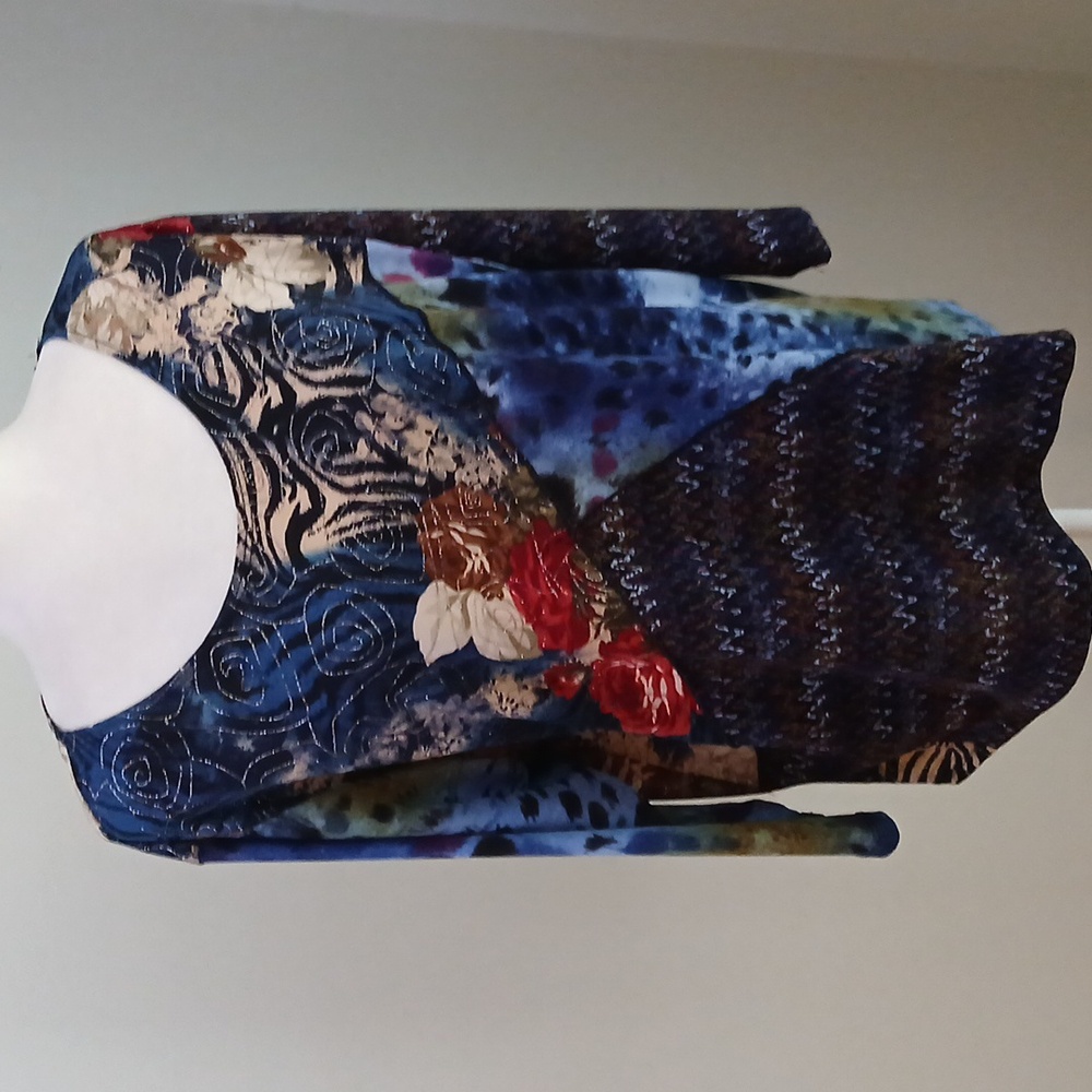 2/$15 Caia 3/4 Sleeve Stretch Mixed Print Top